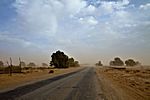 Sandsturm zwischen Erfoud und Merzouga, Marokko